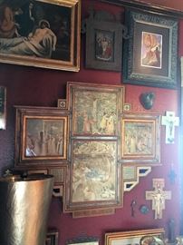 Religious art, paintings depicting life and death of Jesus.