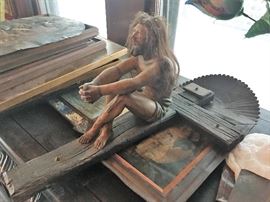 Jesus and cross carved art, Hispanic origin