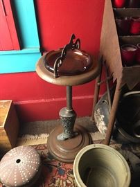 Vintage ash tray boot and horse. Brass