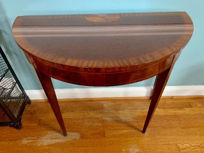 Drexel banded/inlay half-moon table