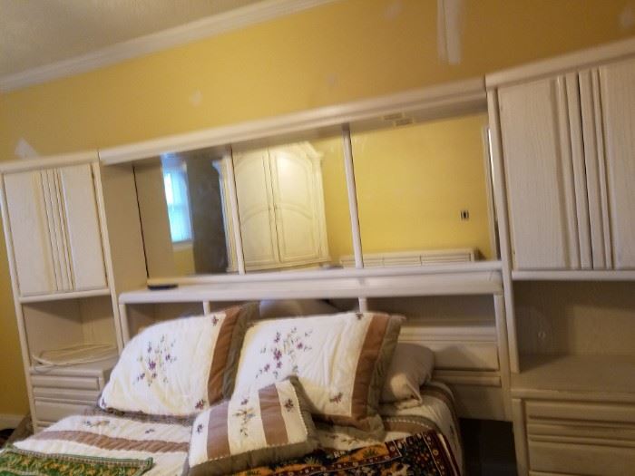 Bed back cabinetry mirror