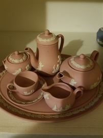 Pink  Jasperware Wedgewood miniature tea Set Excellent condition