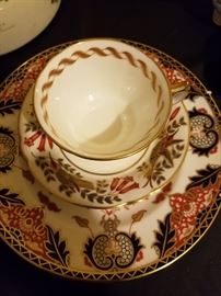 Imari pattern cup saucer and bread or dessert plate