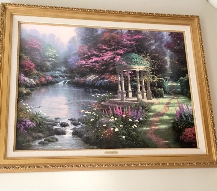 Most Well Known TK Painting “Garden of Prayer.” Sold out at Publisher. Litho on Canvas, standard number, excellent condition. $2,899