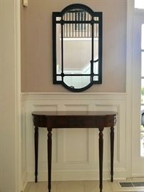 PAIR OF DEMI-LUNE TABLES with Drawers by Arthur Brett and Sons ...Also pair of mirrors 