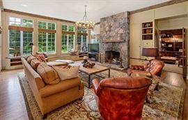 Henredon Sectional Sofa,  Wool Carpet 12 x 18, Pair of Mint Condition Leather Hancock and Moore Leather Chairs 