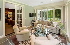 West Elm 8 x 10 Carpet and Lillian August Neutral Sofa and Side Chairs