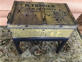 Country Tin Side Table Box on Stand 