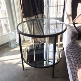 Iron, Glass and Mirrored Side Table