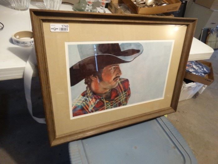 Framed Cowboy wall art Saddle Bronc Signed Paul ...