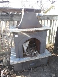 Outdoor fireplace w fireplace tools