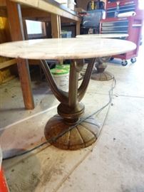 Vintage marble top round lamp table