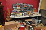 walking canes, hardback books galore, video tapes, books on tapes, paperback books