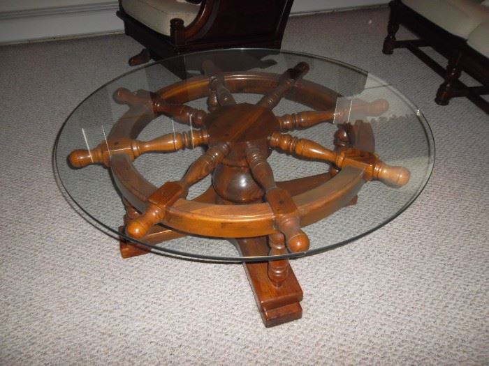 ships wheel coffee table