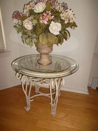 iron glass accent table 