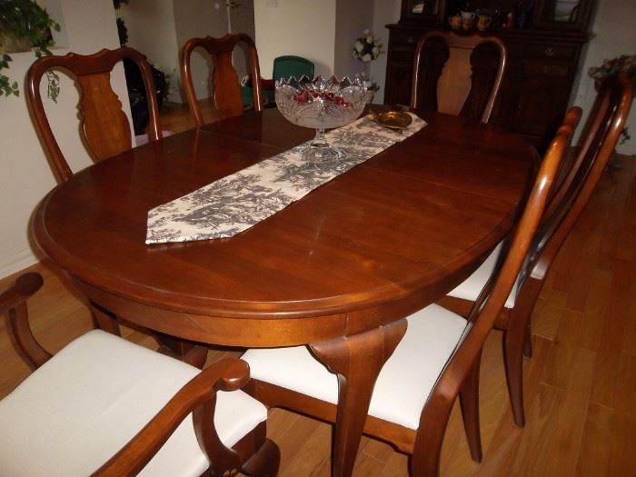 cherry dining room table, with 6 chairs