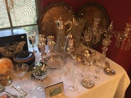 Crystal and silver plate.