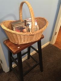 CD's, bar stool.