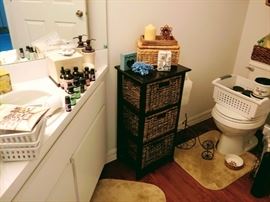 essential oils, wicker storage baskets 