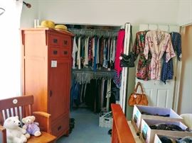rotation lingerie cabinet with full length mirror, clothes, purses, shoes. At the request of the seller, The lingerie cabinet must be moved from upstairs to down stairs  by a licensed mover.