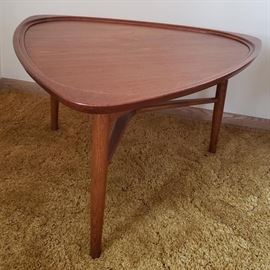 Danish modern teak guitar pick table - Auction bids for this item being taken from 8am-5pm Saturday 3/2.
