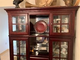 Contemporary Dark Wood China Cabinet Display Case	76x56x16.5in	HxWxD