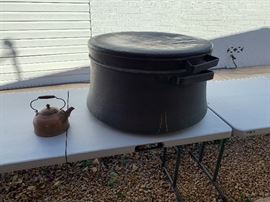 Massive Copper Tinned Lidded Pot	34in Diameter