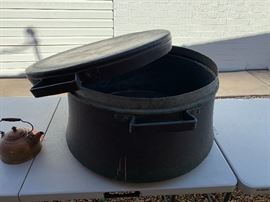 Massive Copper Tinned Lidded Pot	34in Diameter