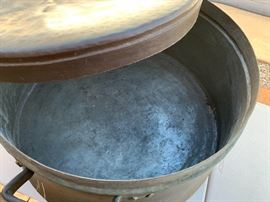 Massive Copper Tinned Lidded Pot	34in Diameter