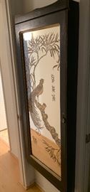 Asian Mirrored/Etched Jewelry Armoire Box (wall mounted)	