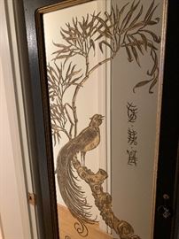 Asian Mirrored/Etched Jewelry Armoire Box (wall mounted)	