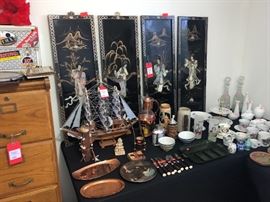 4 Chinese Black Lacquer Panels&nbsp;&nbsp;