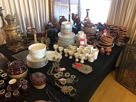 FULL SET Hull Pottery Oven Proof Brown Drip Glaze Set&nbsp;&nbsp; 