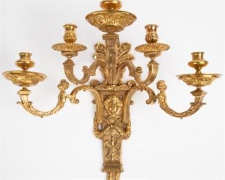 Lot 9: 19th c. French Gilt Bronze Wall Sconce