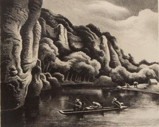 Lot 15: Thomas Hart Benton 'Making Camp' Signed Lithograph
