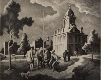 Lot 16: Thomas Hart Benton 'County Politics' Signed Lithograph