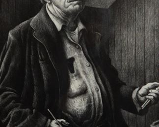 Lot 18: Thomas Hart Benton 'Self-Portrait' Signed Lithograph