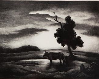 Lot 20: Thomas Hart Benton 'Sunset' Signed Lithograph