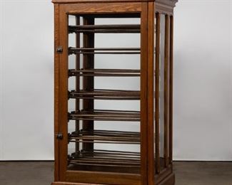 Lot 24: Oak & Glass Country Store Ribbon Cabinet