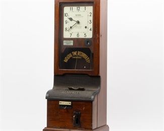 Lot 25: National Time Recorder Antique English Time Clock