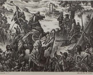 Lot 28: Charles Banks Wilson Signed Lithograph 'Encounter I.T.'