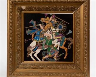 Lot 45: Porcelain Plaque With Persian Cavalry Scene