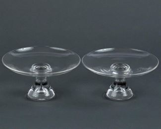 Lot 47: Steuben Pair of Teardrop Compotes