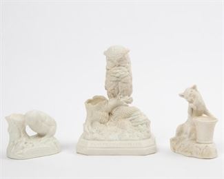 Lot 53: Three Antique Parian Ware Match Safes