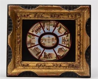 Lot 58: 19th c. Pietra Dura 'Nine Views of Rome' Micromosaic