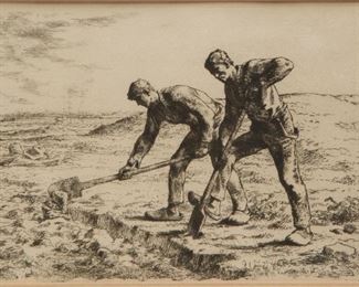 Lot 62: Jean Francois Millet Etching "Les Becheurs"
