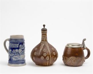 Lot 69: Merkelbach Stoneware Jug and Two Steins