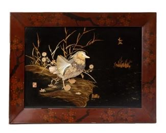 Lot 78: Japanese Shibayama Panel with Shell and Bone Inlay