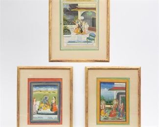 Lot 79: Three Gouache Krishna Paintings