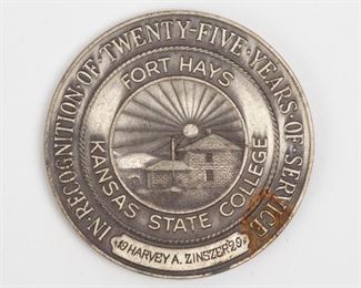 Lot 118: Sterling College Service Medal